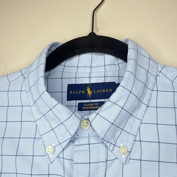 Ralph Lauren Classic Fit Performance Oxford Button Down Shirt Medium Blue Window - Picture 4 of 10